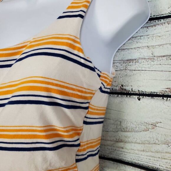 Rue21 Women’s Striped Cropped Tank Top Size Large Yellow Blue White Stretch - Picture 3 of 6